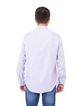 Camisa blanco detalles azul Gendive custom fit para hombre