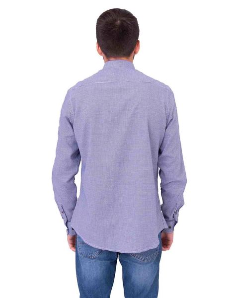 Gallery camisa azul pequenos cuadros custom fit para hombre  3 