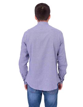 Camisa azul pequeños cuadros custom fit para hombre