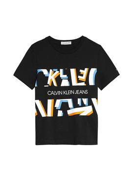 Camiseta Calvin Klein Jeans Letter Negro para Niño