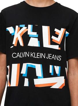 Camiseta Calvin Klein Jeans Letter Negro para Niño