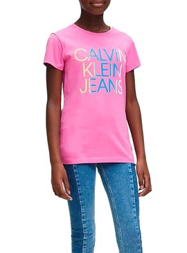 Camiseta Calvin Klein Jeans Gradient Rosa Niña