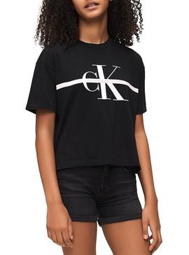 Camiseta Calvin Klein Stripe Negro para Niña