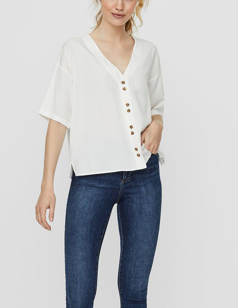 Gallery camisa vero moda hafia blanco manga corta botones para mujer  4 