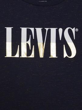 Camiseta Levis Logo Brillo Marino Para Niña