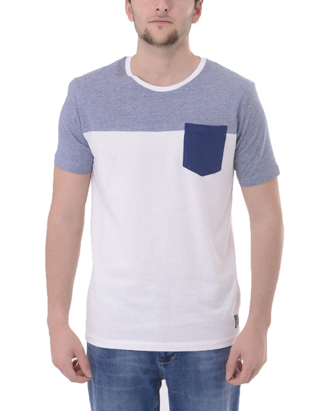 Gallery camiseta blanco listas azules con bolsillo para hombre  1 