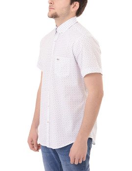 Camisa blanca manga corta detalles rombos azules Gendive para hombre