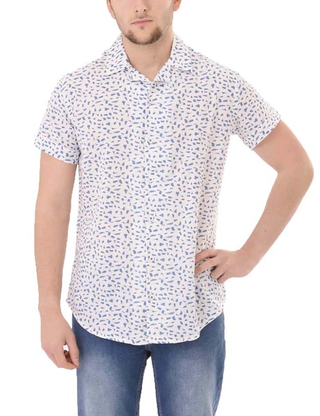 Gallery camisa manga corta blanco pinceladas azul gendive  3 