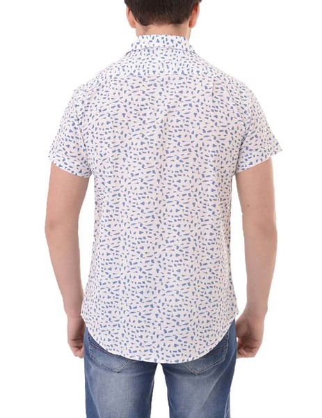 Gallery camisa manga corta blanco pinceladas azul gendive  1 