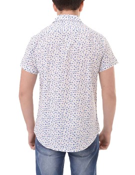Camisa manga corta blanco pinceladas azul Gendive