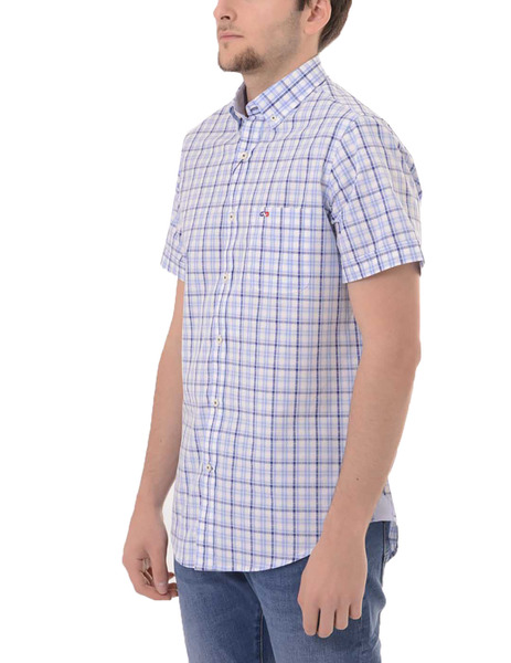 Gallery camisa cuadros azul manga corta con bolsillo gendive para hombre  2 
