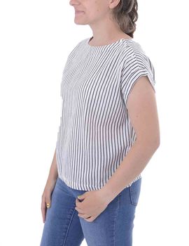 Camiseta VERO MODA blanco  manga sisa listas heli para mujer