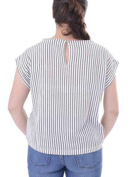Gallery camiseta vero moda blanco  manga sisa listas heli para mujer  3 