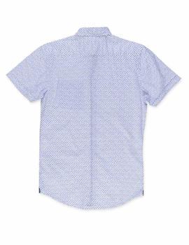 Camisa LOSAN blanco estampada azul m.c