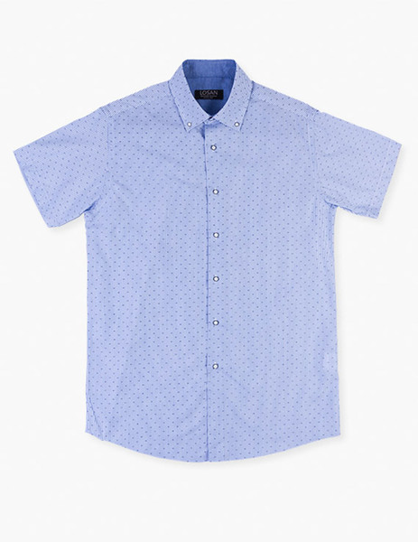 Gallery camisa casual azul listas manga corta losan para hombre  1 