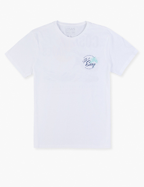 Gallery camiseta losan print pecho  blanco manga corta para hombre  1 