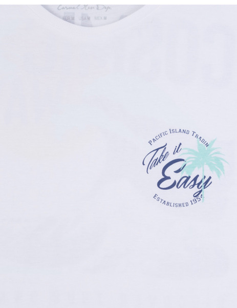 Gallery camiseta losan print pecho  blanco manga corta para hombre  3 